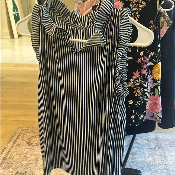 Ann Taylor Navy and White Striped Top - Picture 1 of 3